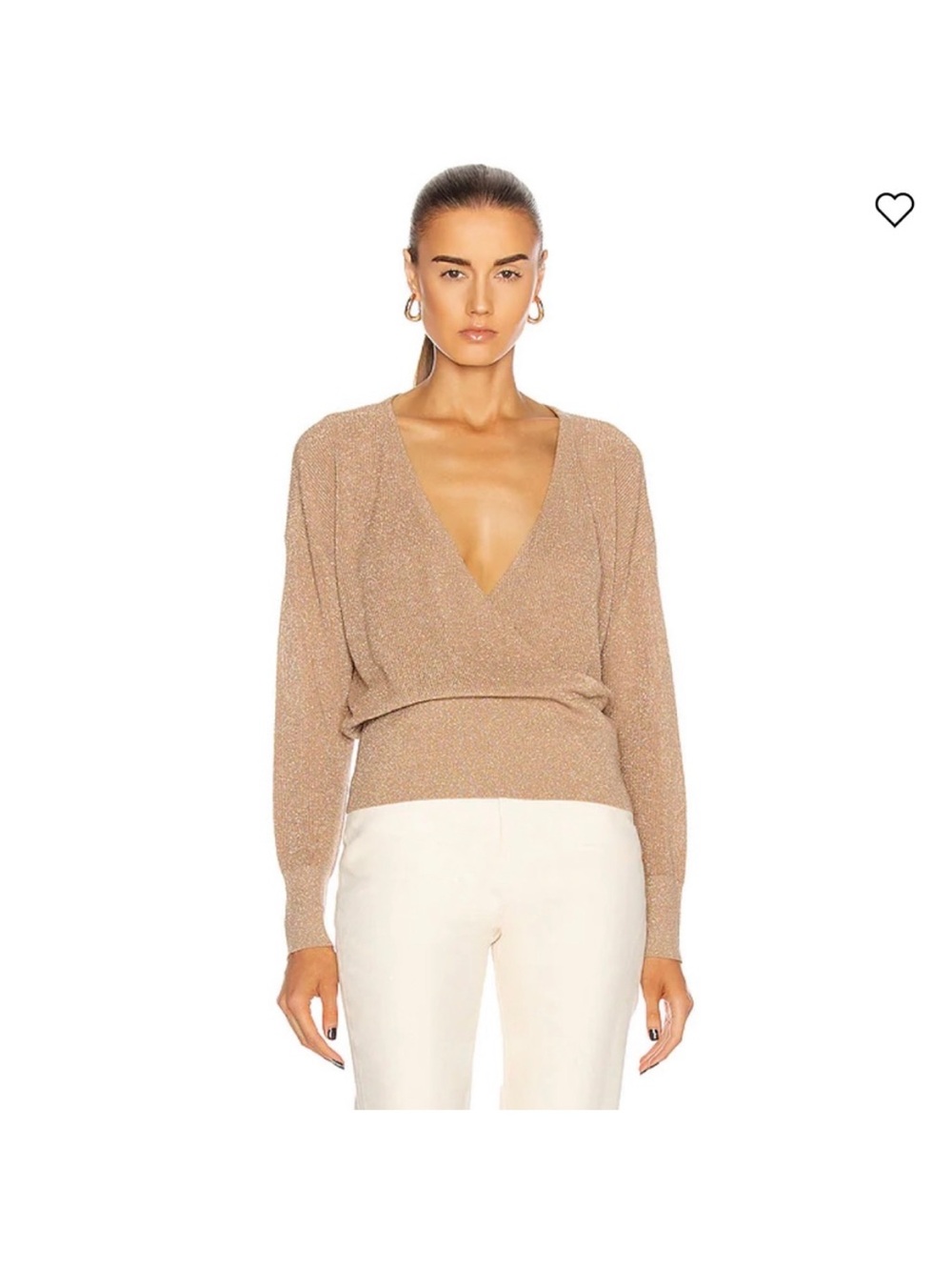 L'AGENCE Blair Crossover Pullover Brown V-Neck Sweater XS/P